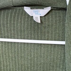 Time and Tru Sage Green Ribbed Knit Cardigan